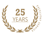 25 year milestone award badge celebrating business excellence