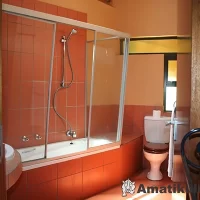 Bathroom in chalet at Didima Camp – clean, comfortable facilities in the Drakensberg, KwaZulu-Natal, South Africa