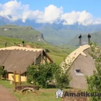 Mountain view from Didima Camp – scenic Drakensberg landscape visible from chalets in KwaZulu-Natal, South Africa