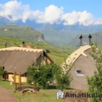 Mountain view from Didima Camp – scenic Drakensberg landscape visible from chalets in KwaZulu-Natal, South Africa