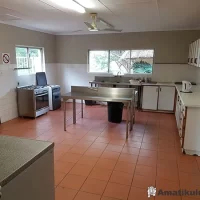 Communal kitchen at Ndumo Game Reserve equipped for self-catering guests in a peaceful bush setting in KwaZulu-Natal, South Africa