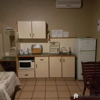Self-catering kitchen at Ndumo Game Reserve equipped with basic appliances and cooking facilities in KwaZulu-Natal, South Africa