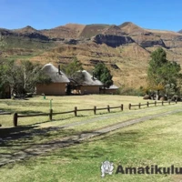 Two self-catering chalets at Thendele Lower Camp with scenic Drakensberg mountain views in Royal Natal National Park, South Africa